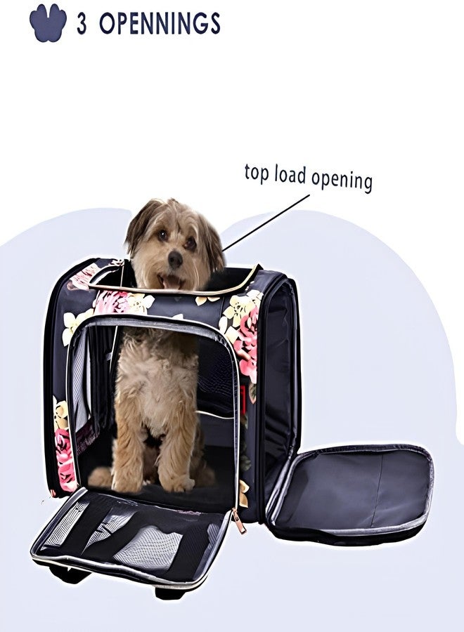 KIKA Pets Goldfinch Cat Bag Carrier | Small Dog Puppy Bag Carrier | Airline Dimension Approved Akasa - Medium Size (18 x 9.8 x 9.9 inches), French Peony Print - Image 2